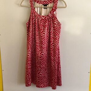 BCBG  Fairy Cottage Core Red White Polka Dot Spring Summer Ruffle Dress Size M.